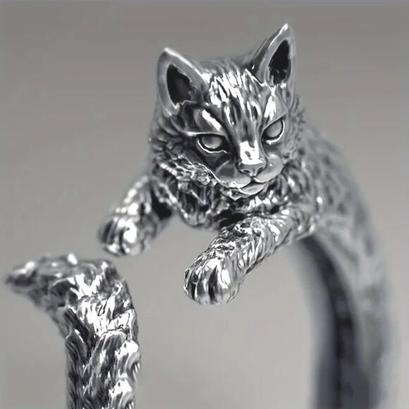 Vintage ring with a cat - Picture 3 of 7